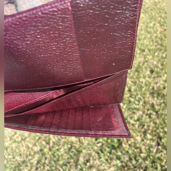 Single Fold Brown Red Pebble Calfskin Leather Wallet Portfolio Document Spain - Picture 4 of 6